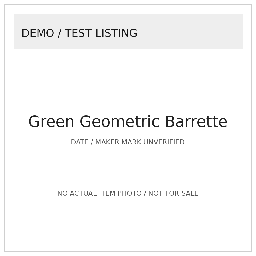 [DEMO] Green Geometric Hair Barrette | Date Unconfirmed